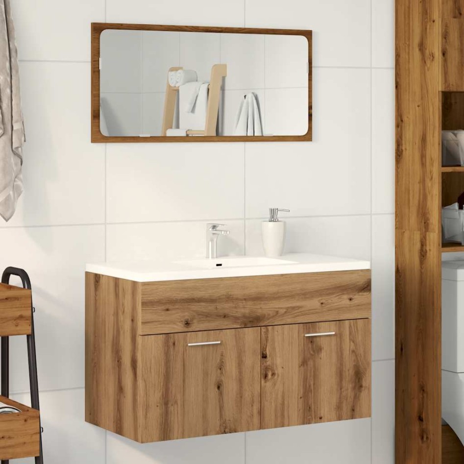 Mueble de lavabo de baño madera roble artisan 80x38,5x46