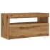 Mueble de TV luces LED madera roble artisan 75x35x40
