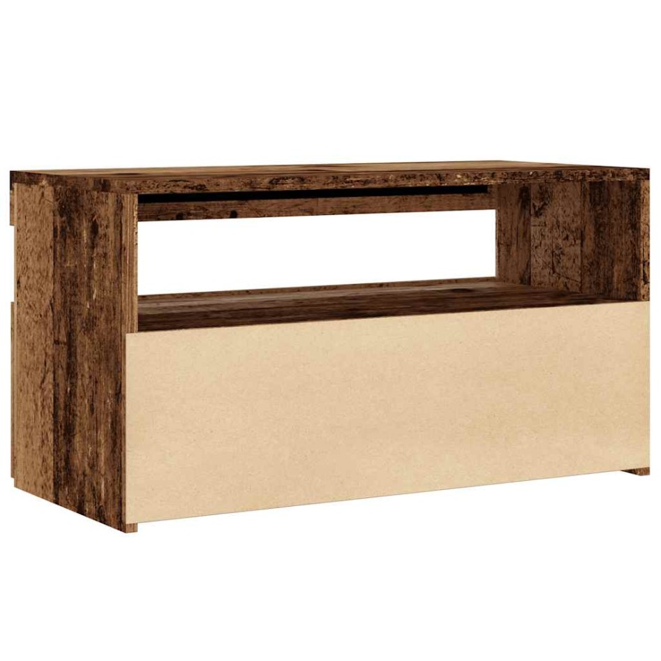 Mueble TV luces LED madera ingeniería envejecida 75x35x40