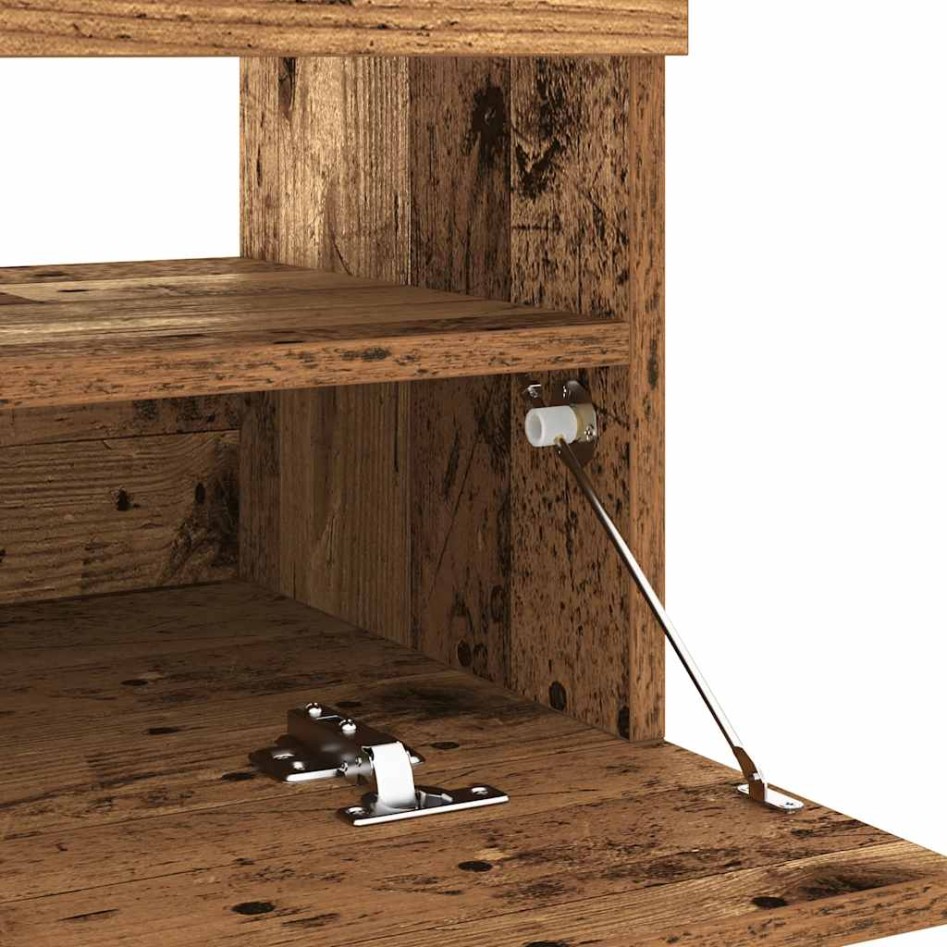 Mueble TV luces LED madera ingeniería envejecida 100x35x40