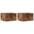 Mesitas de noche de pared 2 uds madera envejecida 34x30x20