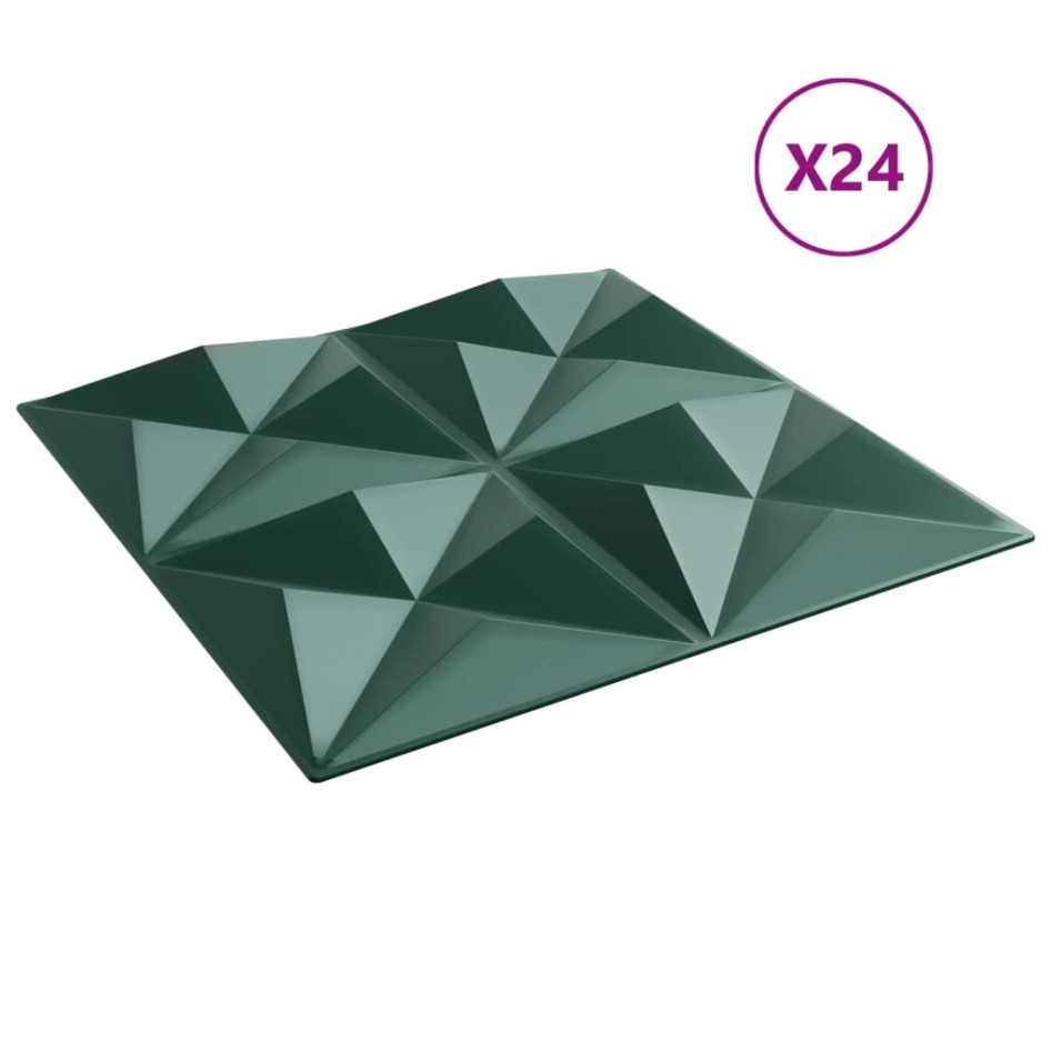 Paneles de pared 24 uds XPS origami verde 50x50 cm 6