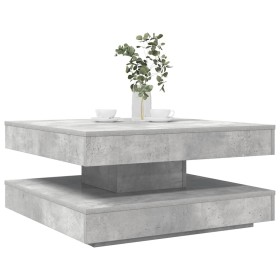 Mesa de centro giratoria 360 grados gris hormigón 70x70x34,5