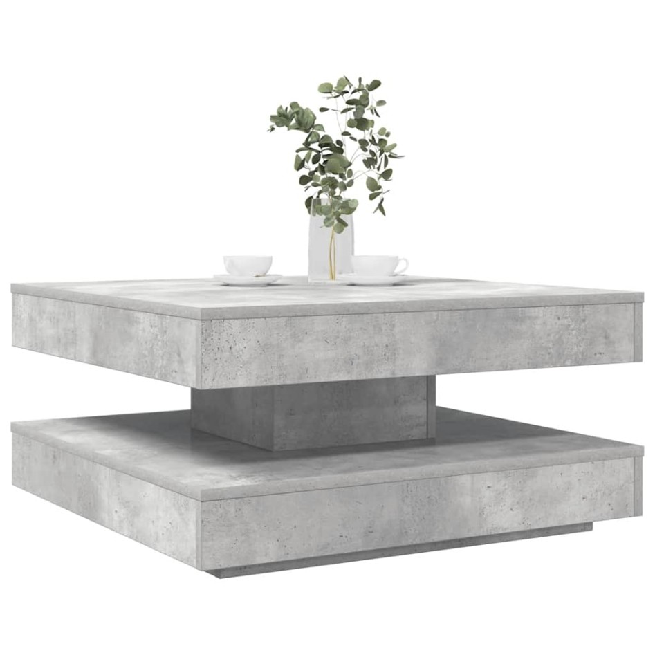 Mesa de centro giratoria 360 grados gris hormigón 70x70x34,5