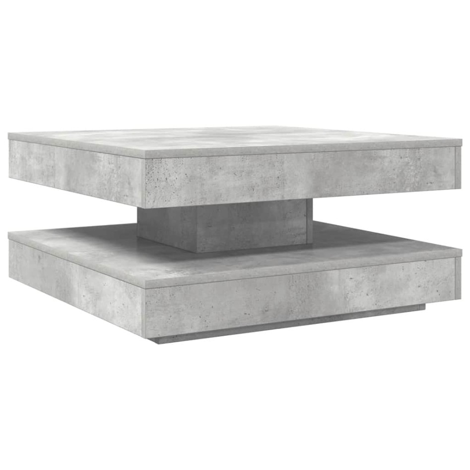 Mesa de centro giratoria 360 grados gris hormigón 70x70x34,5
