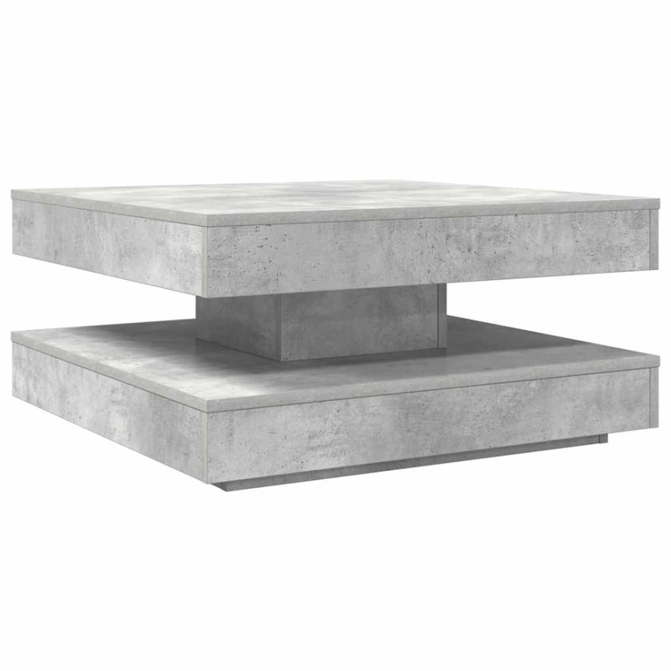 Mesa de centro giratoria 360 grados gris hormigón 70x70x34,5
