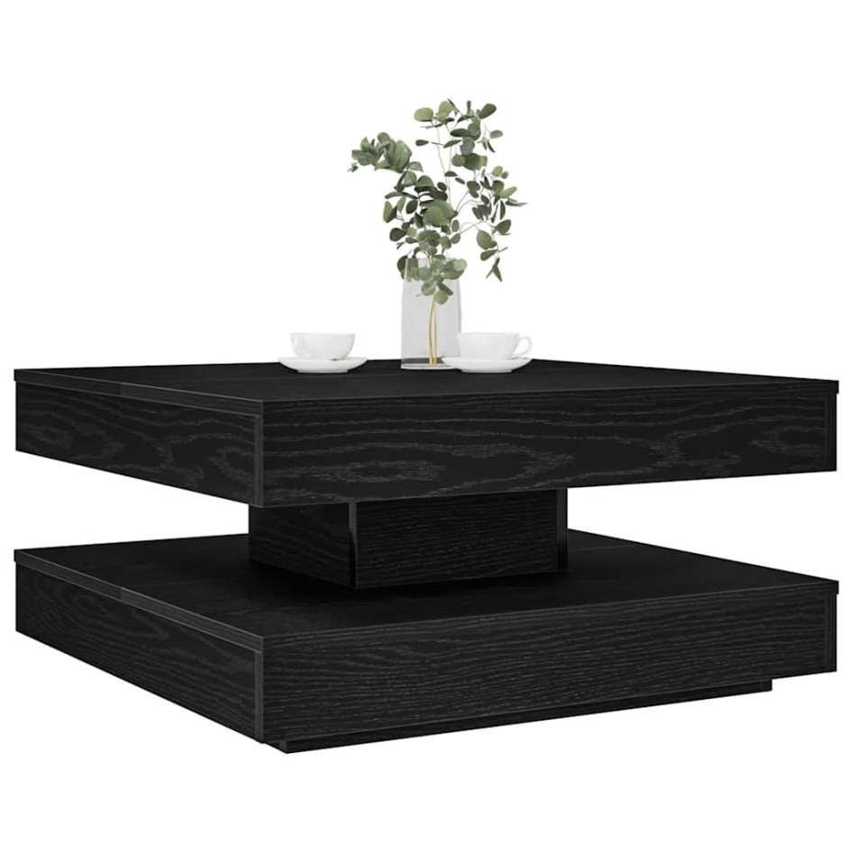 Mesa de centro giratoria 360 grados negro 70x70x34,5