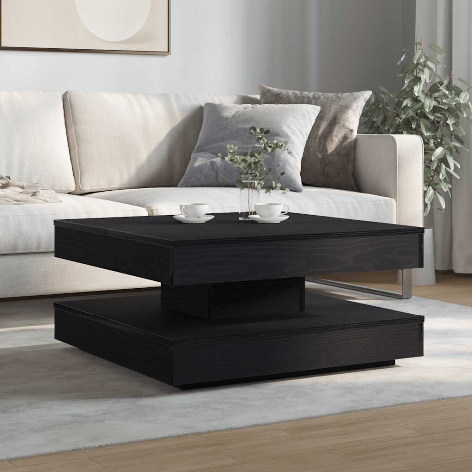 Mesa de centro giratoria 360 grados negro 70x70x34,5