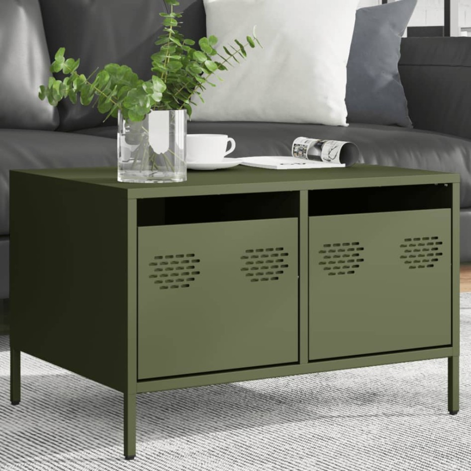 Mueble para TV acero laminado en frío verde oliva 68x50x43,5