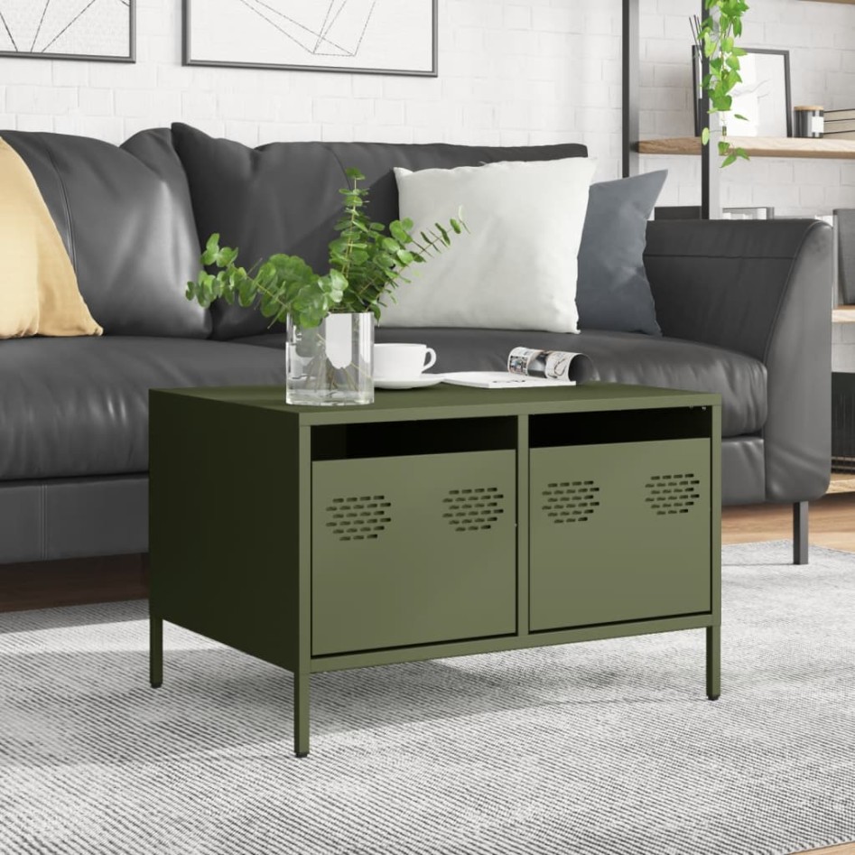 Mueble para TV acero laminado en frío verde oliva 68x50x43,5
