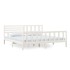 Estructura de cama de madera maciza blanca 200x200