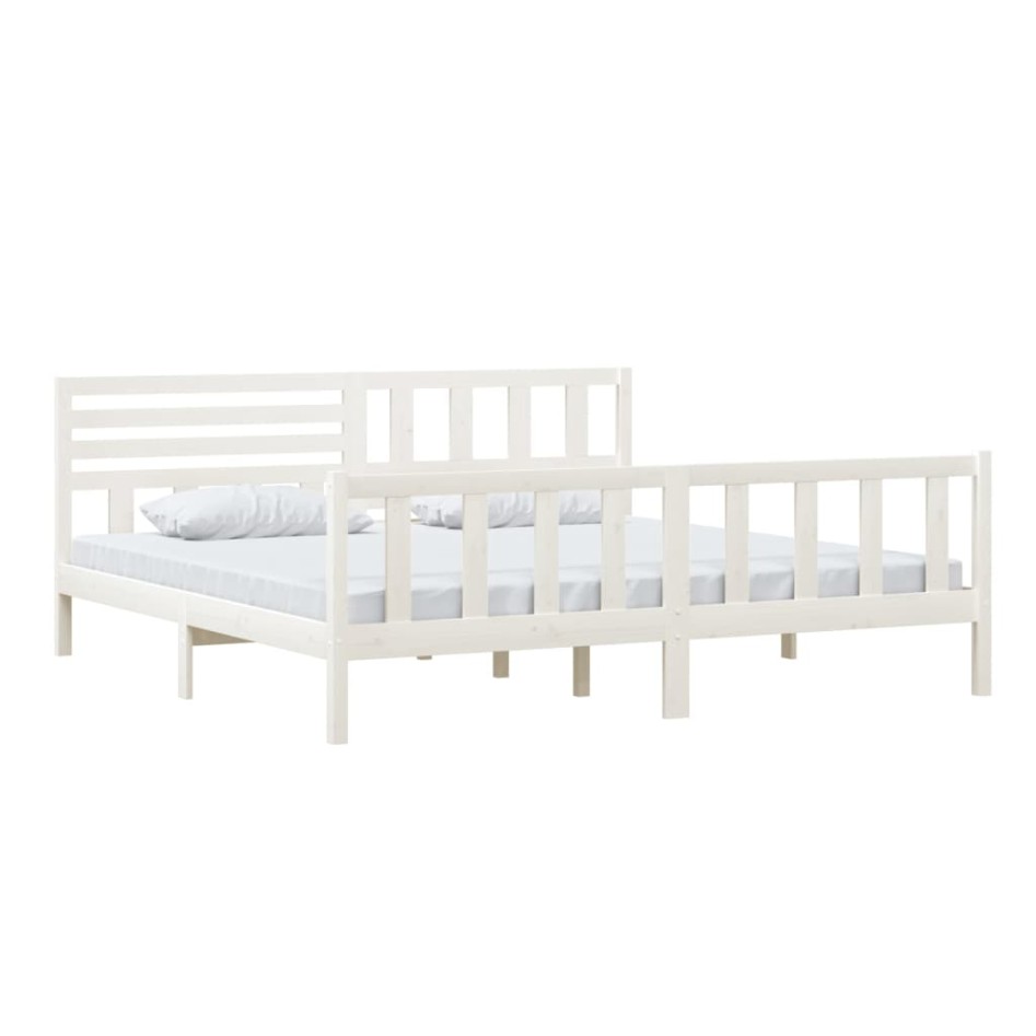 Estructura de cama de madera maciza blanca 200x200