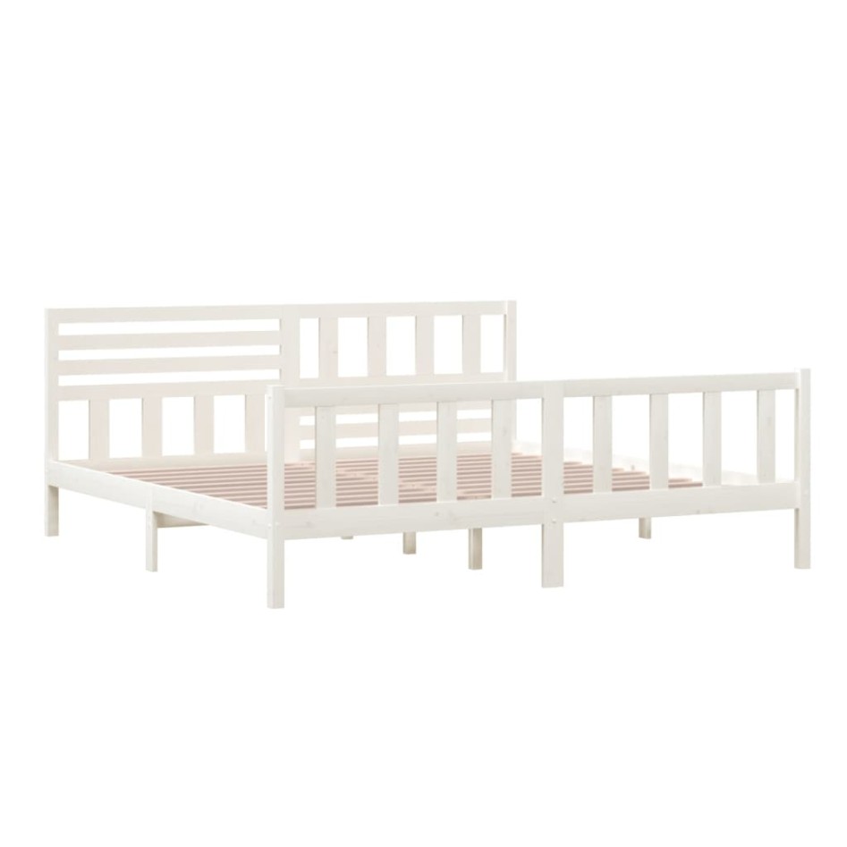 Estructura de cama de madera maciza blanca 200x200