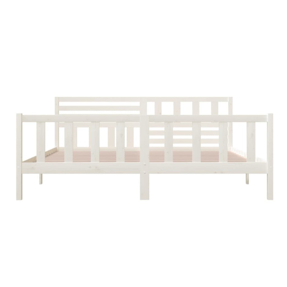 Estructura de cama de madera maciza blanca 200x200