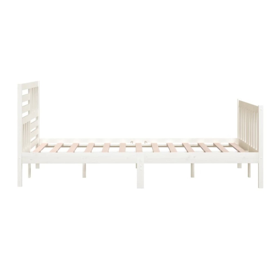 Estructura de cama de madera maciza blanca 200x200