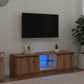 Mueble de TV luces LED madera roble artisan 120x30x36