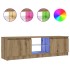 Mueble de TV luces LED madera roble artisan 120x30x36