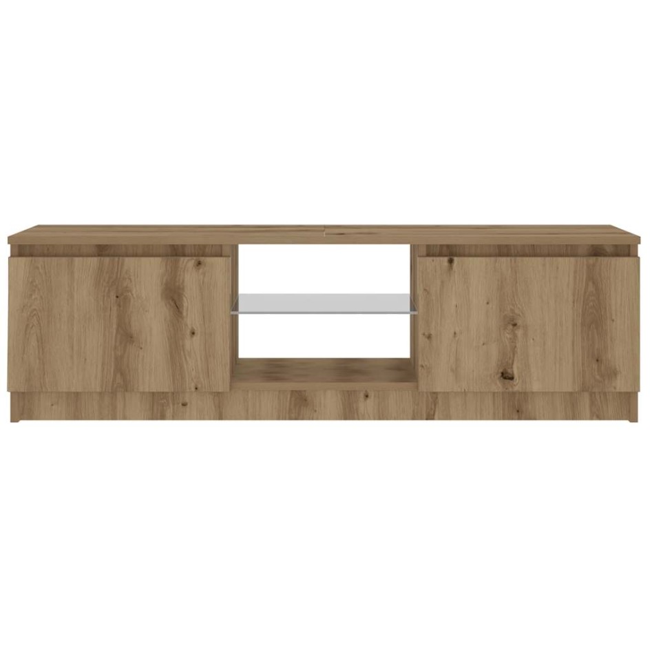 Mueble de TV luces LED madera roble artisan 120x30x36