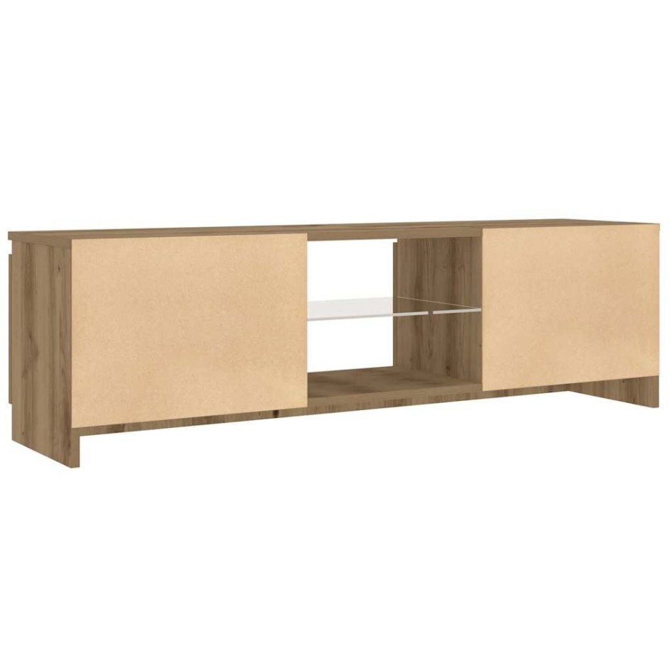 Mueble de TV luces LED madera roble artisan 120x30x36
