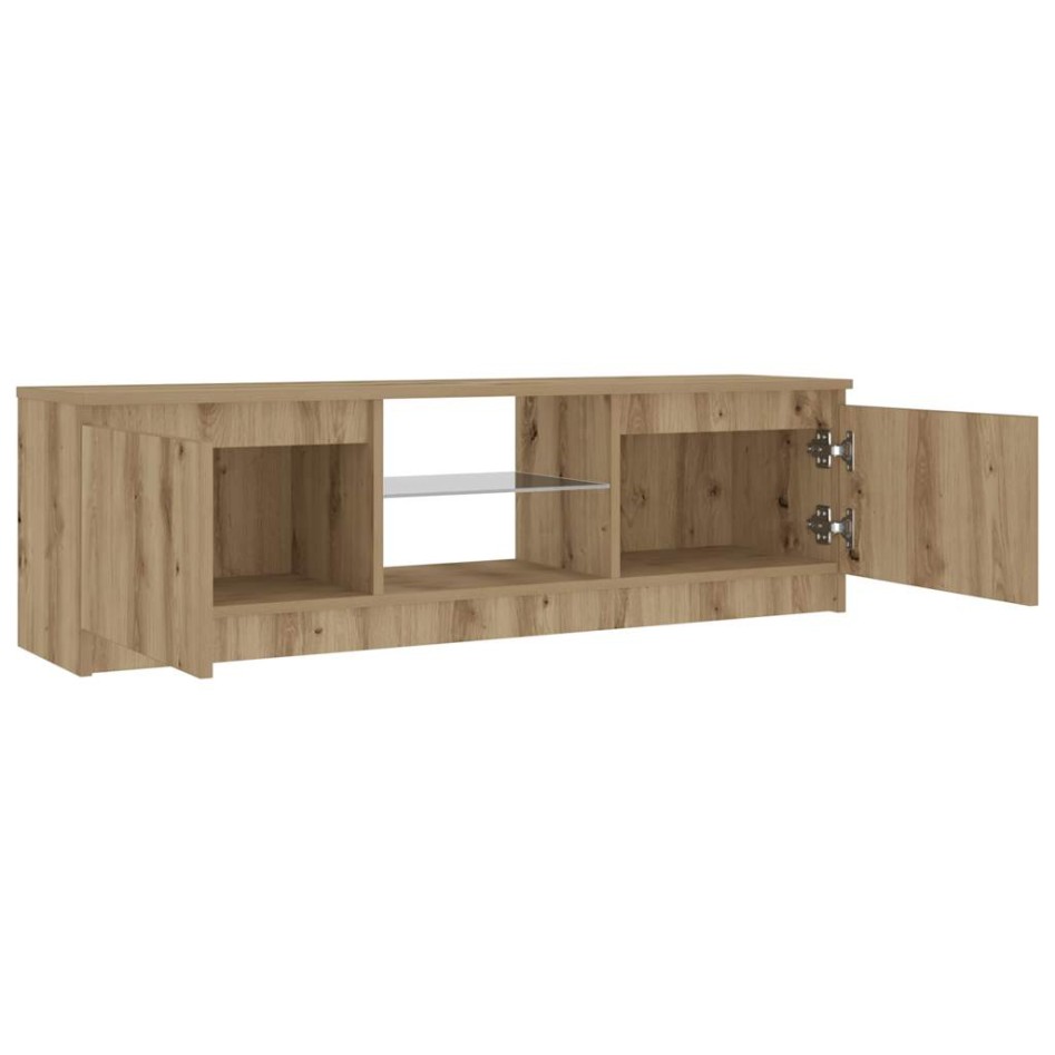 Mueble de TV luces LED madera roble artisan 120x30x36