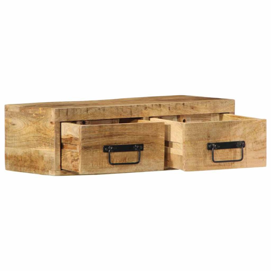 Mueble de TV de pared madera maciza de mango rugosa 60x30x19