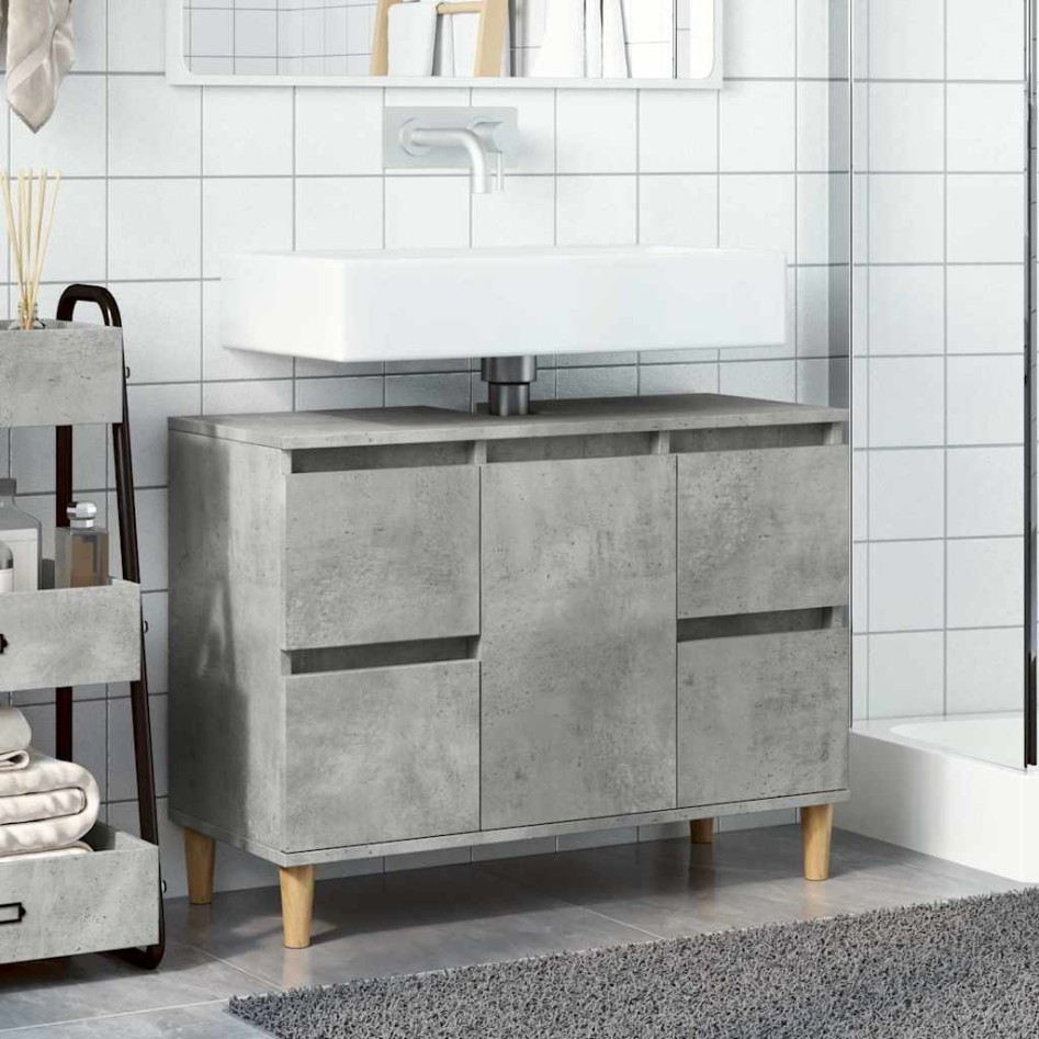 Armario de lavabo madera contrachapada gris hormigón