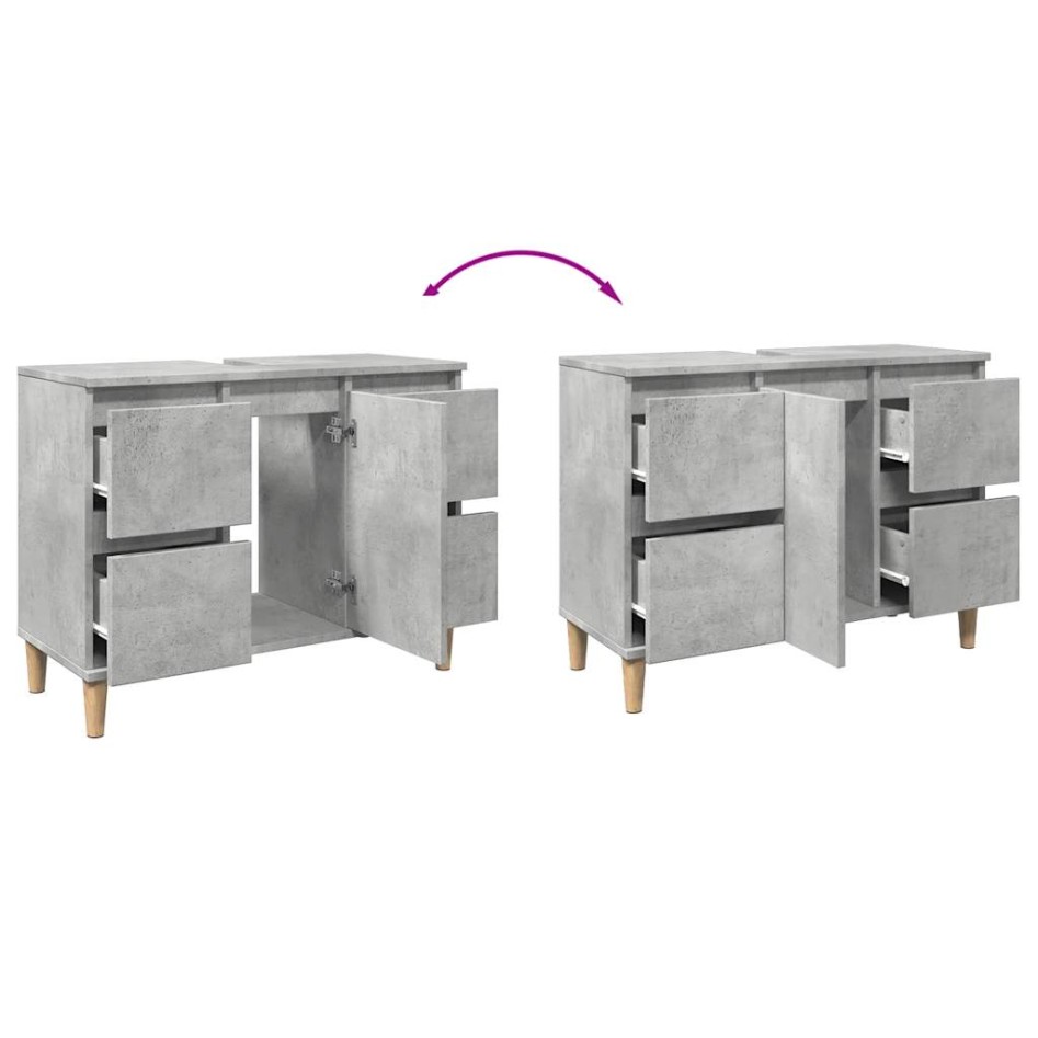 Armario de lavabo madera contrachapada gris hormigón