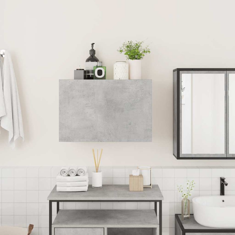 Mueble de pared baño madera ingeniería gris hormigón