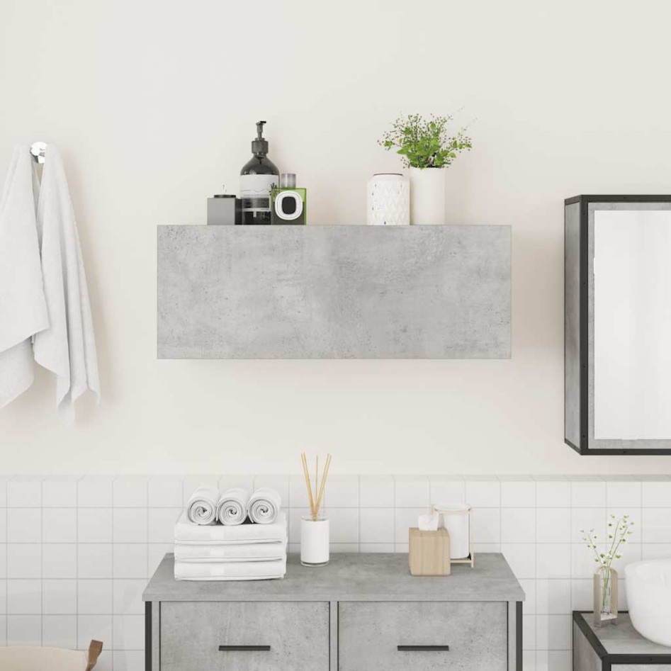 Mueble de pared baño madera ingeniería gris hormigón