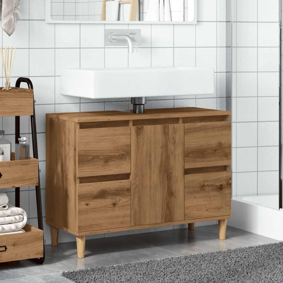 Mueble de lavabo madera ingeniería roble artisan 80x33x60