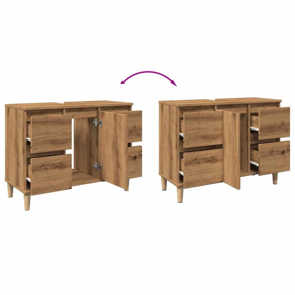 Mueble de lavabo madera ingeniería roble artisan 80x33x60