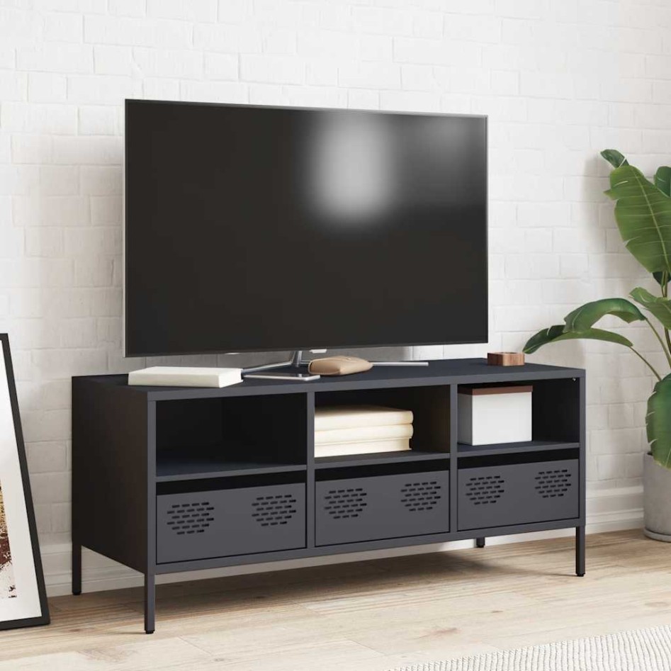 Mueble de TV acero laminado en frío antracita 101,5x39x43,5