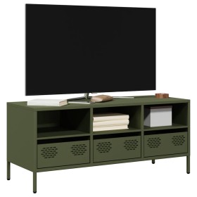Mueble TV acero laminado en frío verde oliva 101,5x39x43,5