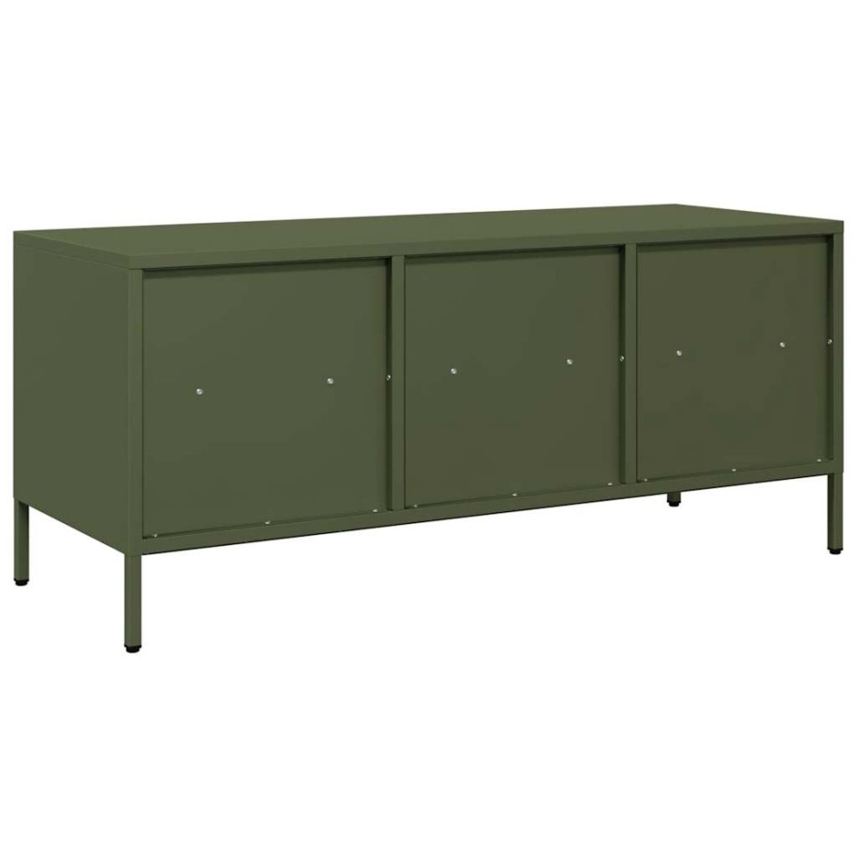 Mueble TV acero laminado en frío verde oliva 101,5x39x43,5