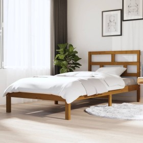 Estructura de cama madera maciza de pino marrón miel 100x200