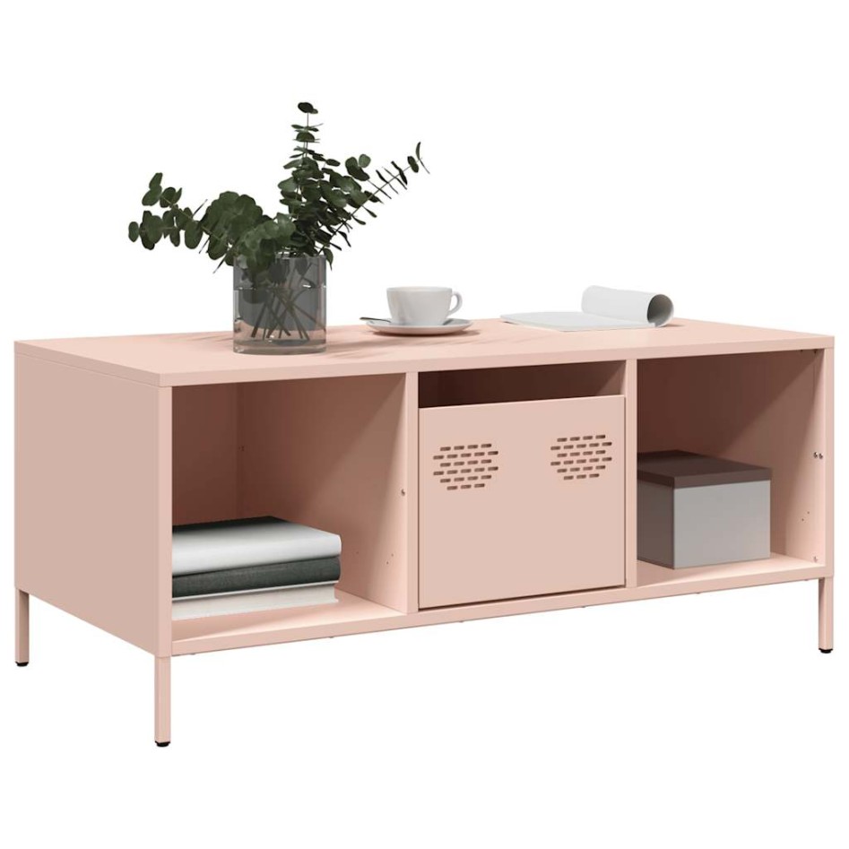 Mesa de centro acero laminado en frío rosa 101,5x50x43,5