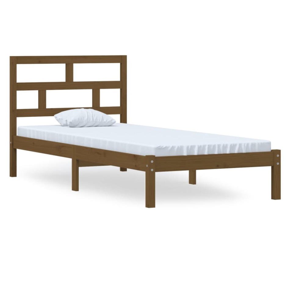 Estructura de cama madera maciza de pino marrón miel 100x200