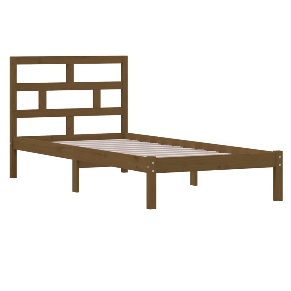 Estructura de cama madera maciza de pino marrón miel 100x200
