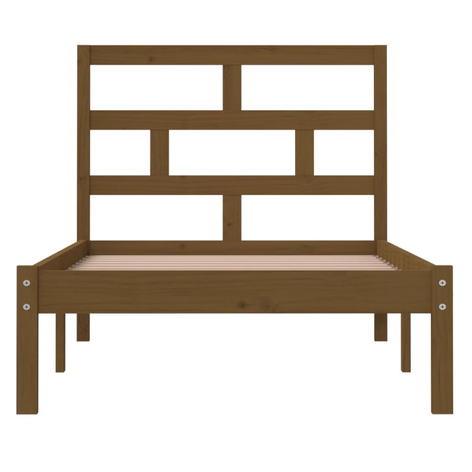 Estructura de cama madera maciza de pino marrón miel 100x200