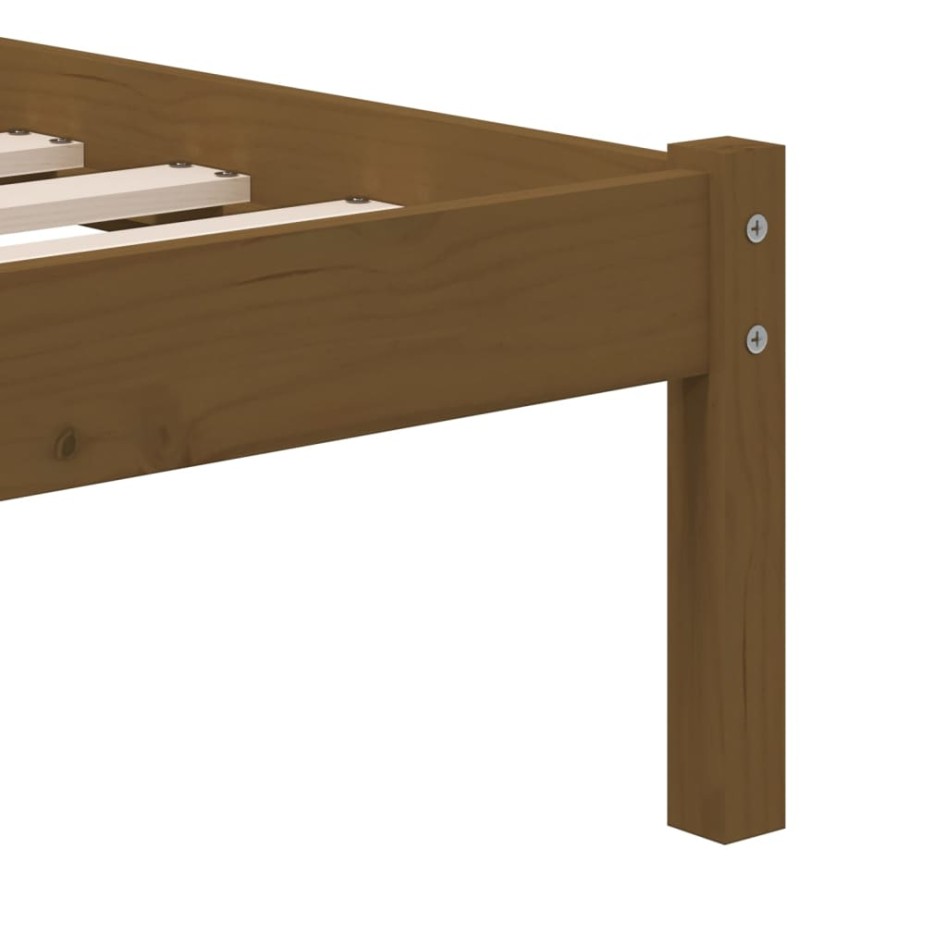 Estructura de cama madera maciza de pino marrón miel 100x200