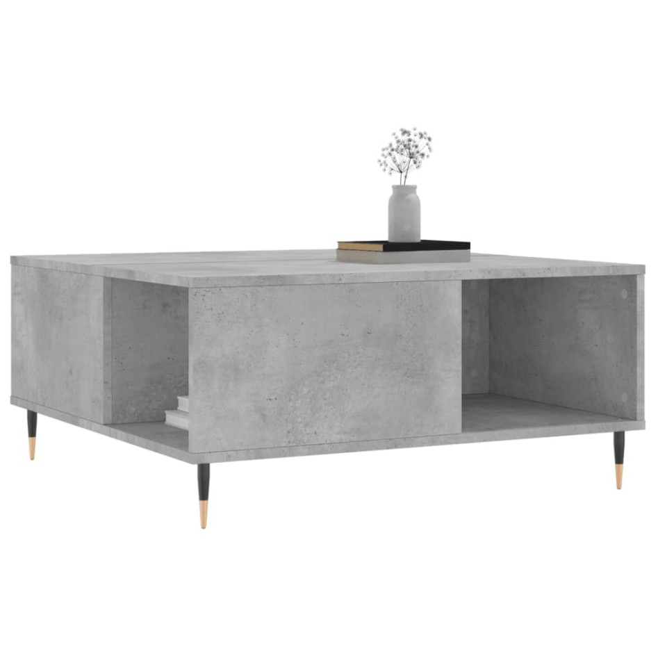 Mesa de centro madera contrachapada gris hormigón 80x80x36,5