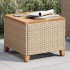 Mesa de jardín ratán sintético madera acacia beige 45x45x37