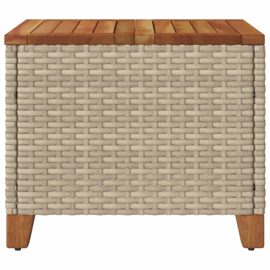 Mesa de jardín ratán sintético madera acacia beige 45x45x37