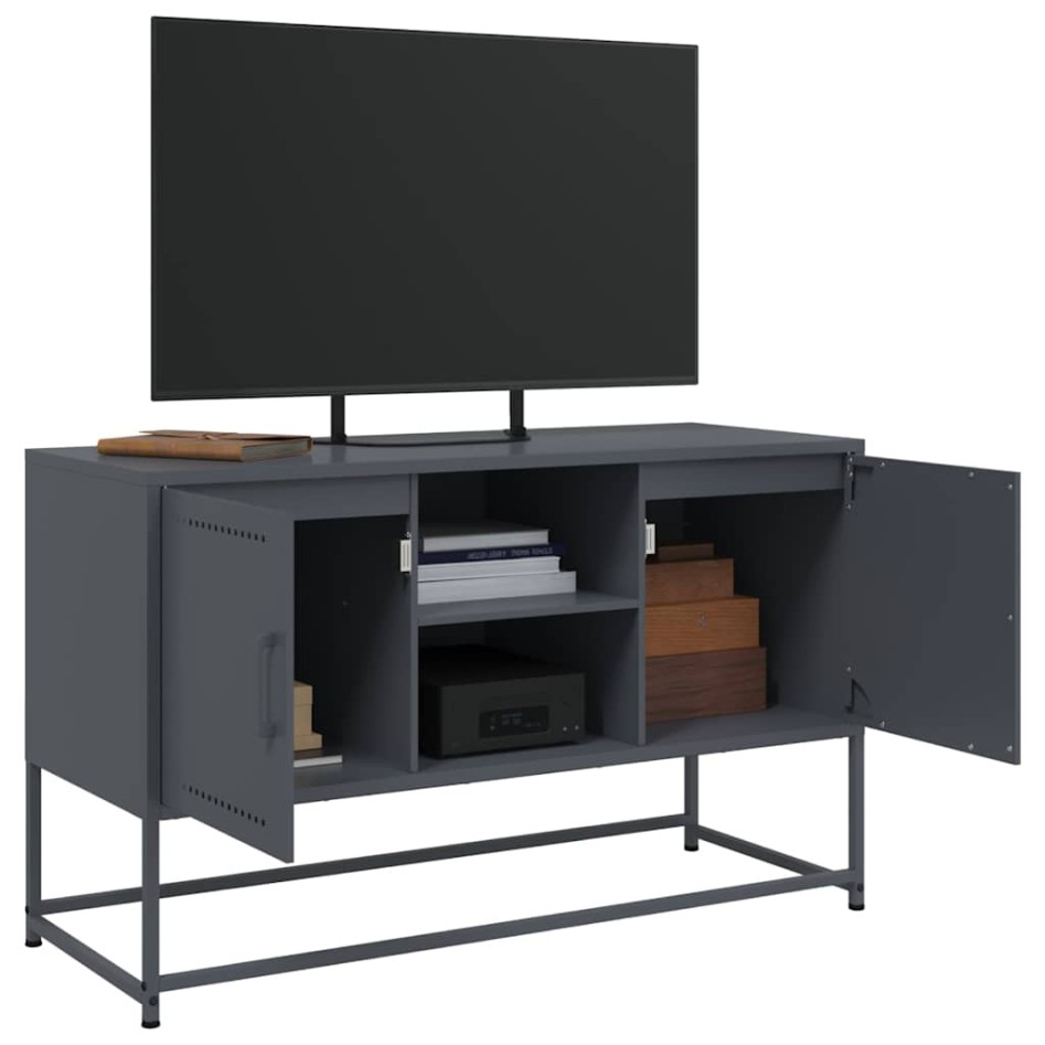 Mueble para TV de acero gris antracita 100,5x39x60,5