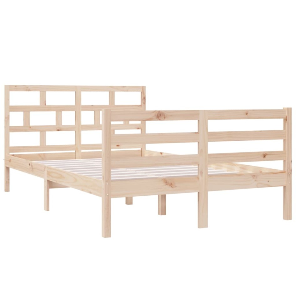 Estructura de cama doble pequeña de madera maciza 120x190