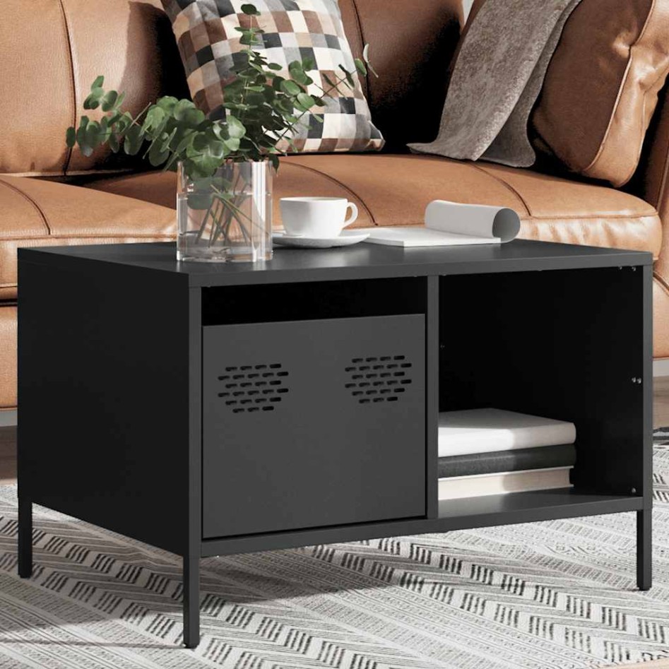 Mesa de centro acero laminado en frío negro 68,5x50x43,5