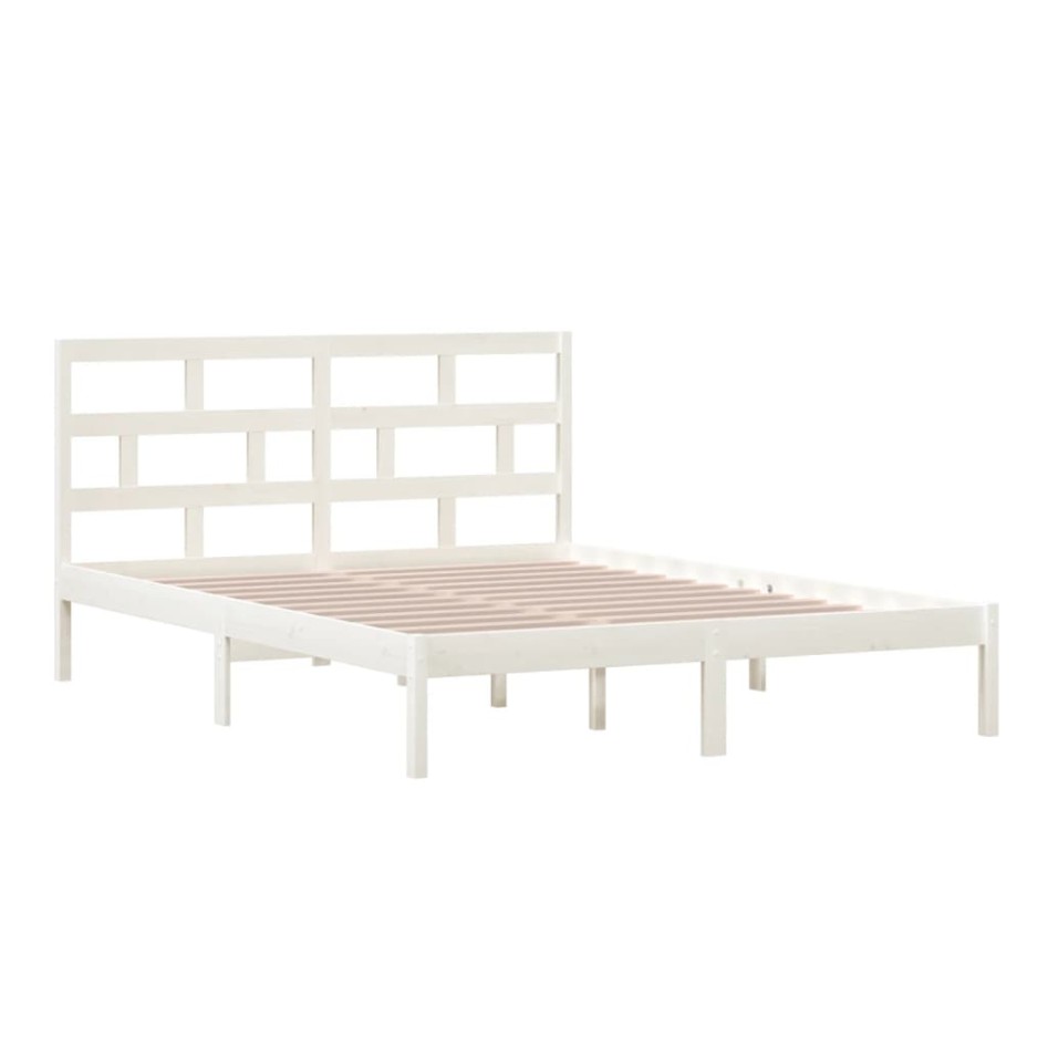 Estructura de cama de madera maciza blanco 150x200