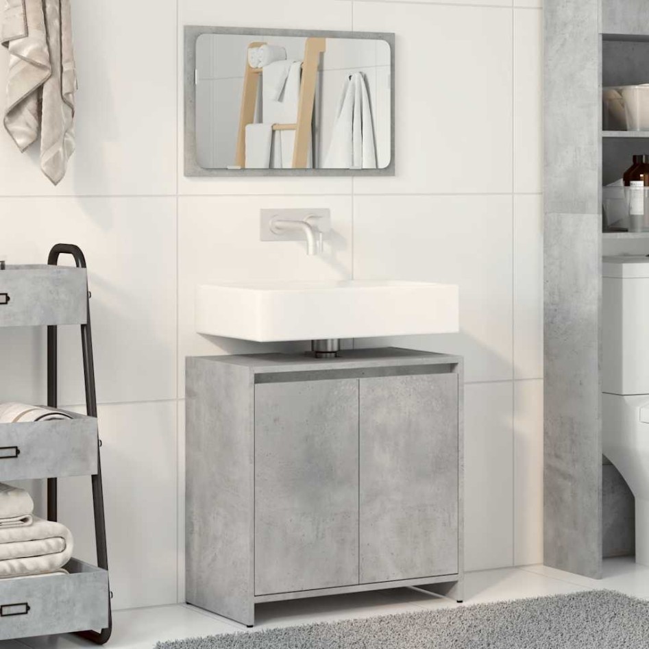 Set muebles de baño 2 piezas madera contrachapada gris