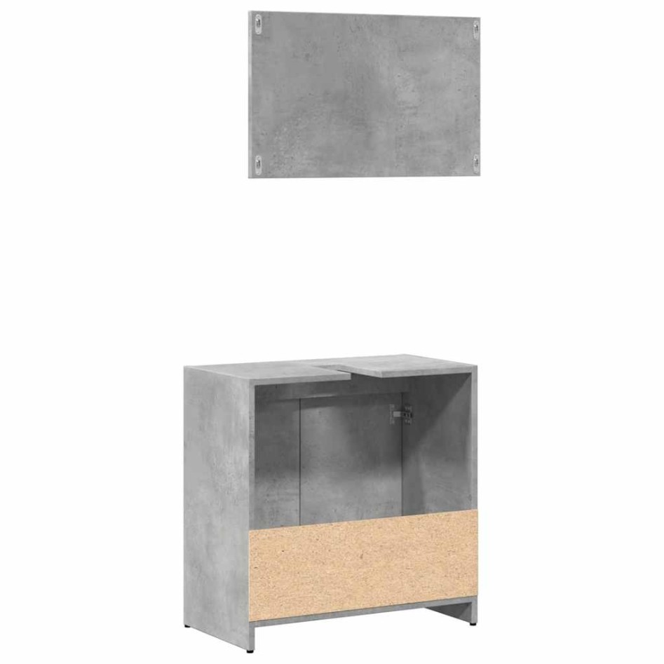 Set muebles de baño 2 piezas madera contrachapada gris