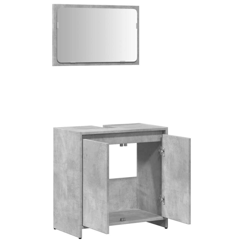 Set muebles de baño 2 piezas madera contrachapada gris